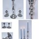 Three vintage metal chrome glass candlesticks