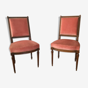 Paire de chaises de style Louis XVI velours