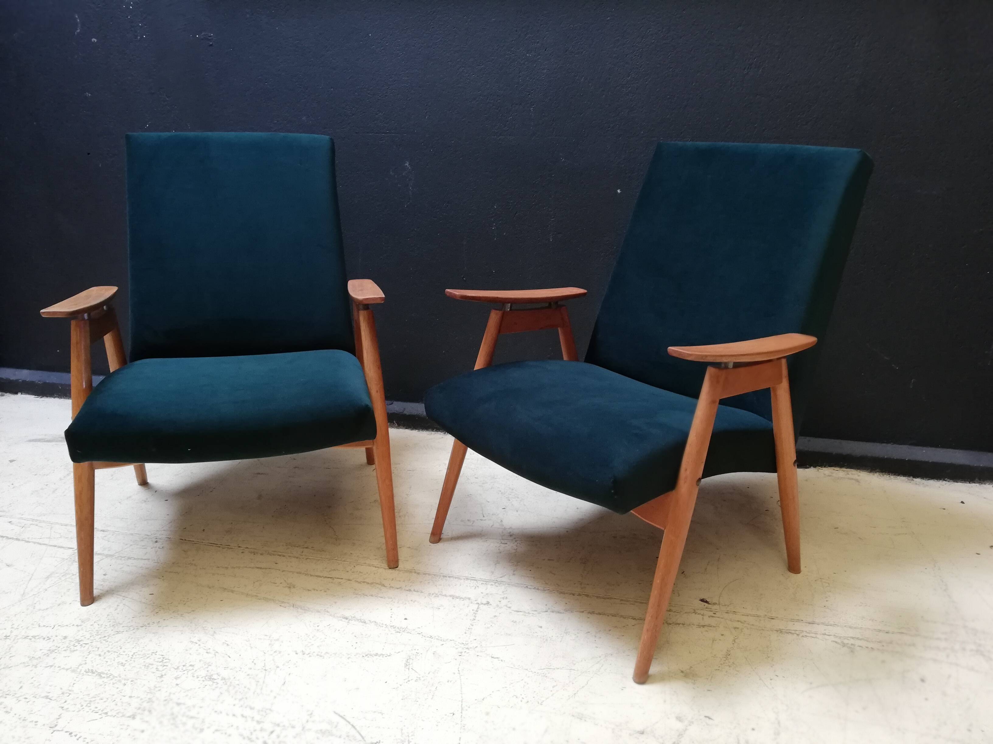 Pair of vintage Czech armchairs (Jiroutek), art deco style, 1960