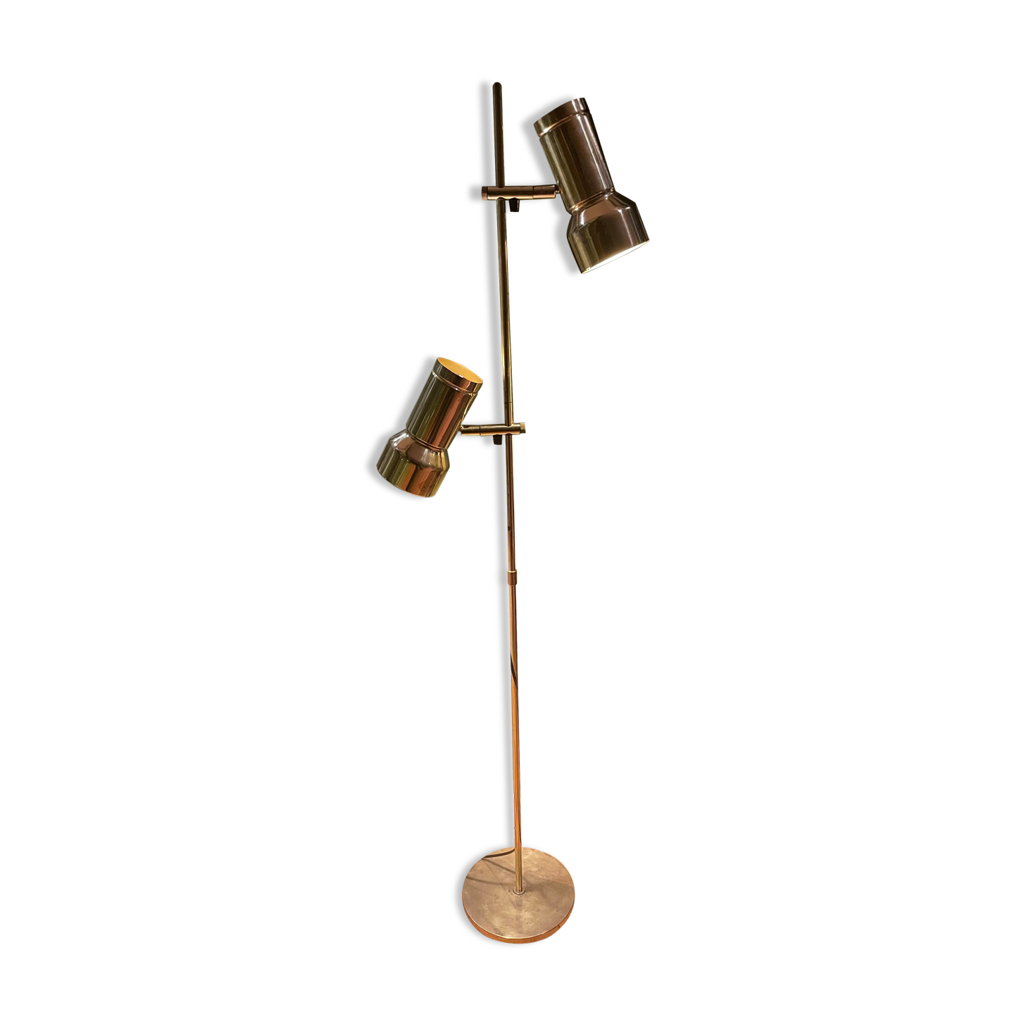 Danish reading lamp 2 height-adjustable reflectors in gold brass Frandsen