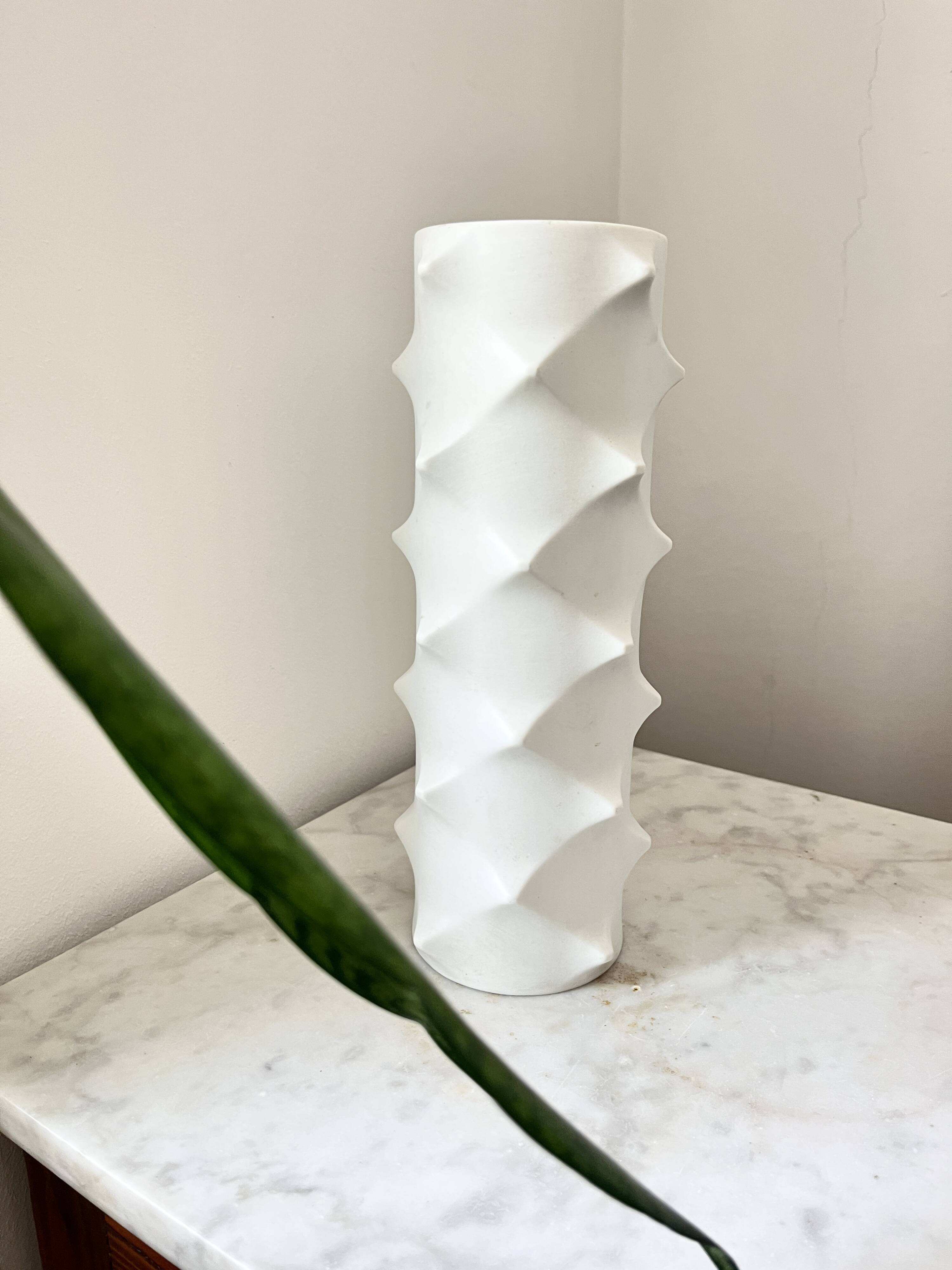 Vintage Bisque Porcelain Op Art Spike 501 Vase by Scherzer, Space Age 1970s