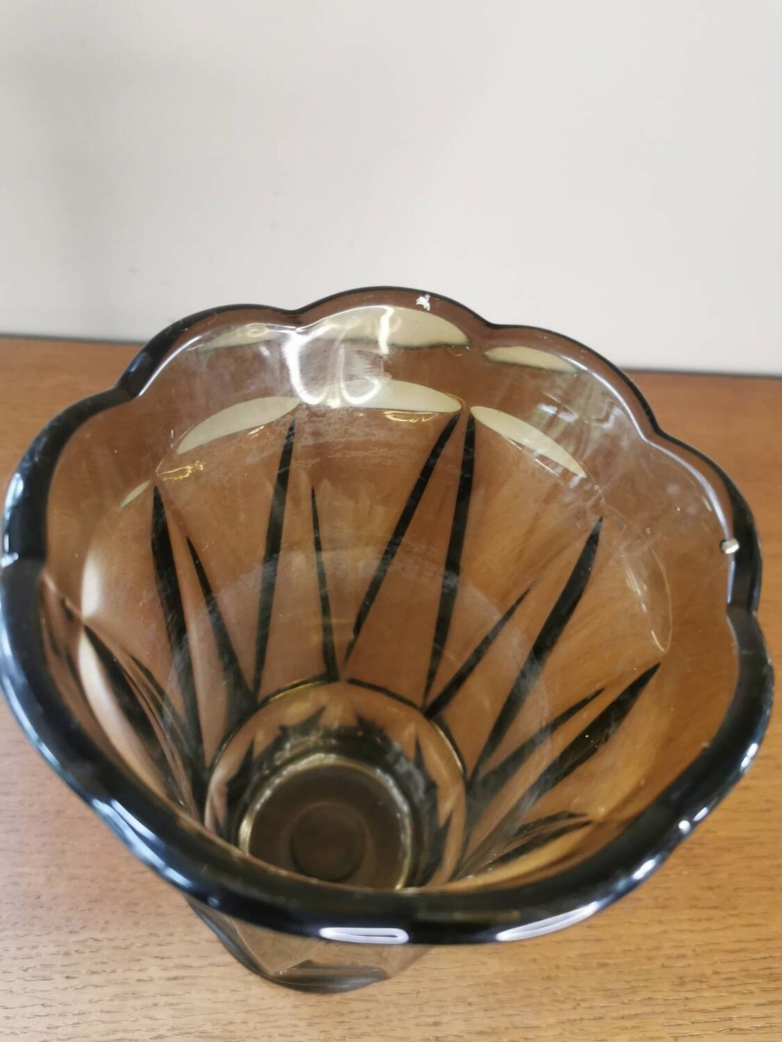 Vase vintage verre fumé