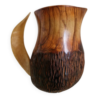 Olive wood pitcher