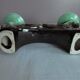 Vintage ceramic chandelier green and brown contours gold Bay Keramik
