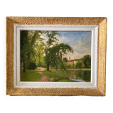 Landscape oil on wood framed