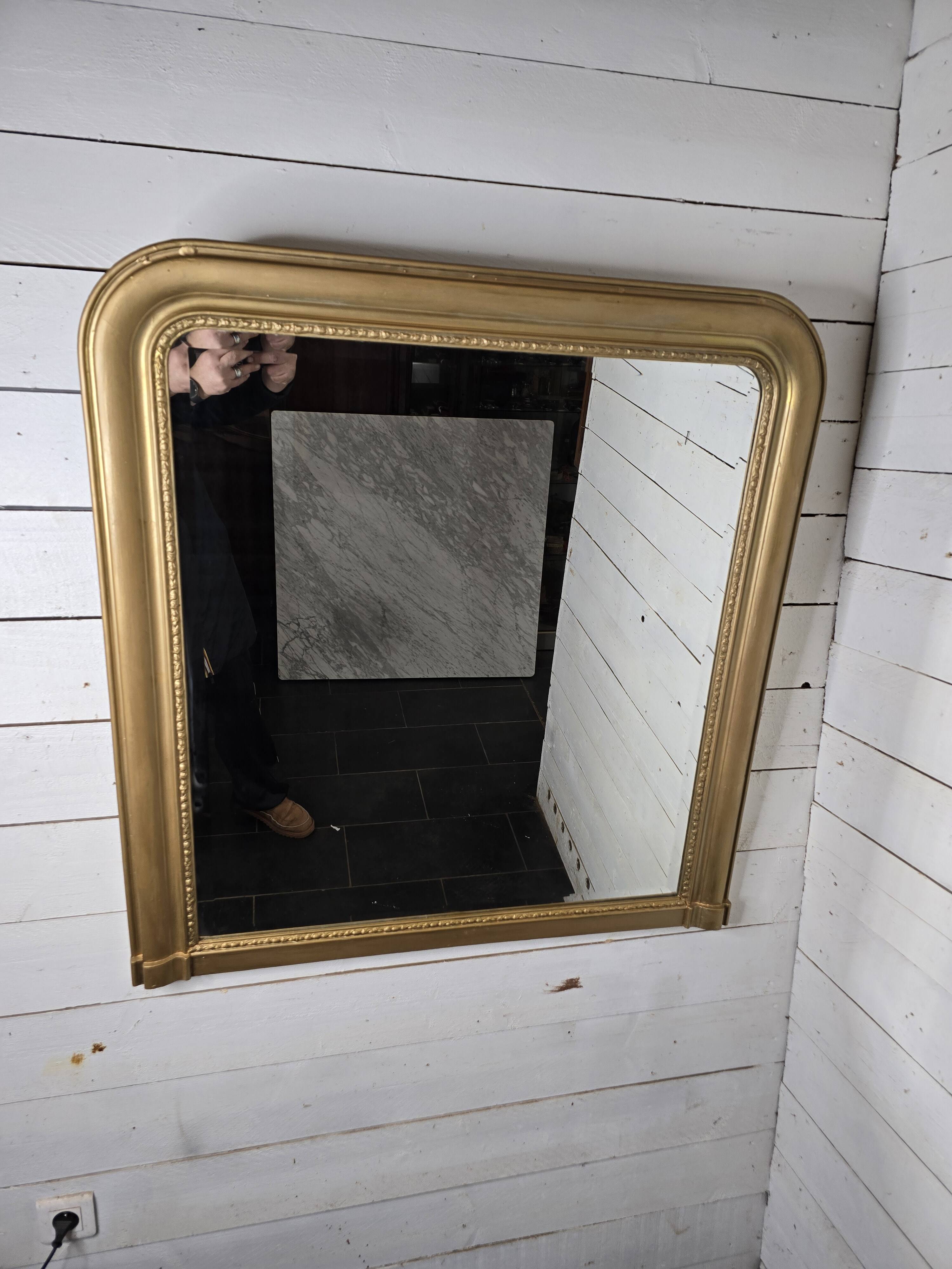 Old Louis Philippe style gilded mirror beveled mirror