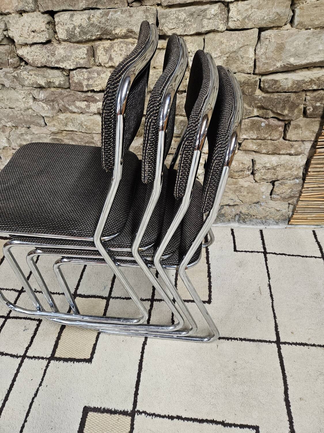 Set of four vintage 1970 sled chairs