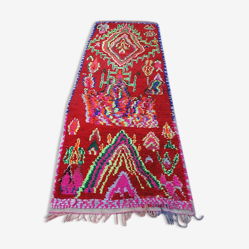 Tapis couloir azilal rouge vintage marocain berber 307 x 107 cm