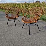 Set of 2 rattan armchairs