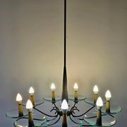 Brass Mid-Century Chandelier in the style of Pietro Chiesa