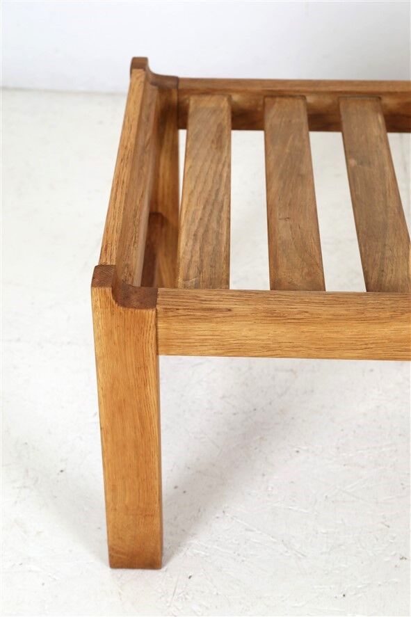 Minimalist mid-century phone / reading bench, oak, Danish modern design, 1960s / 1970s
