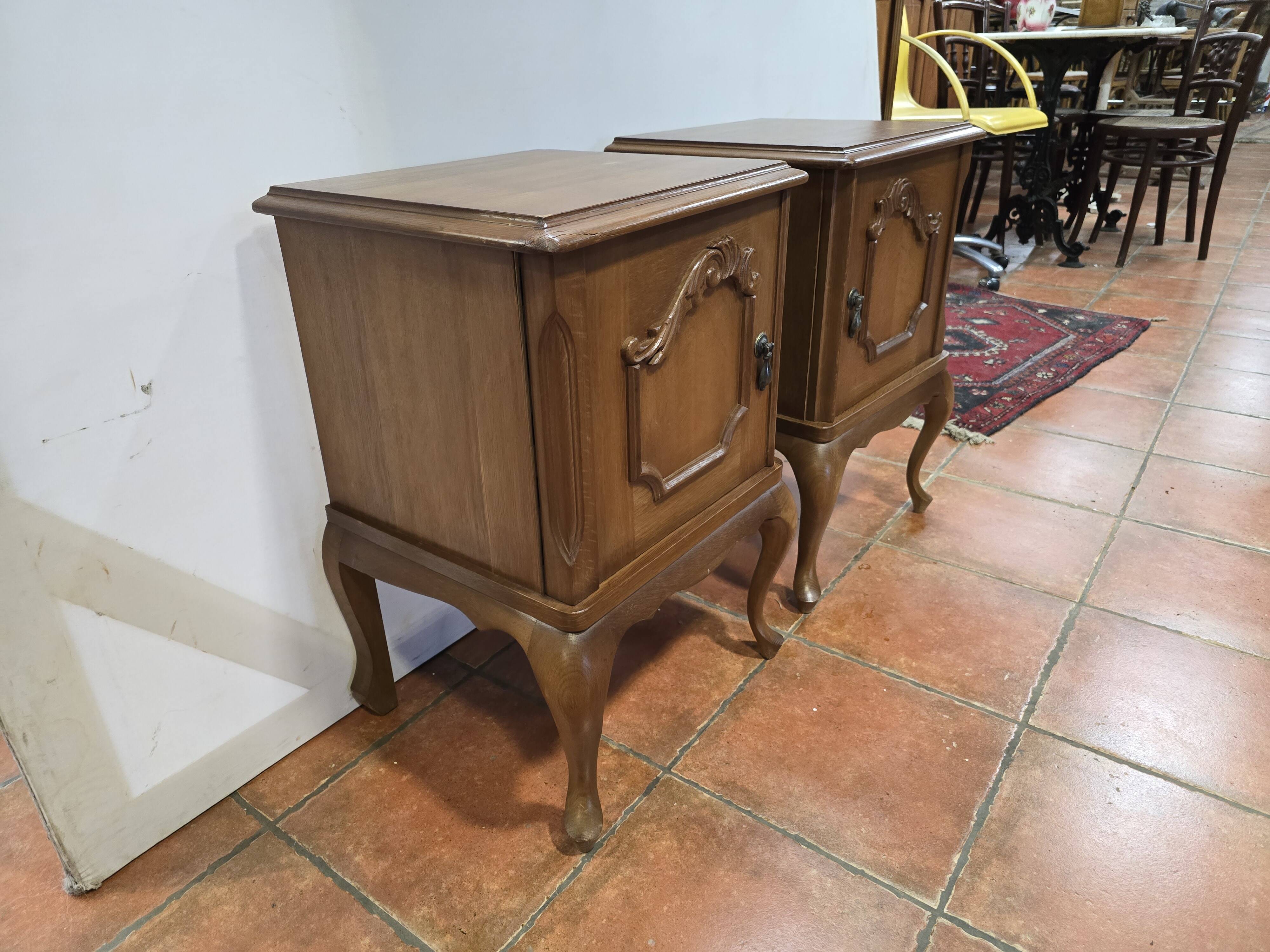 Pair of vintage 1960s oak bedside tables