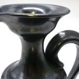 Vase pitcher, glazed ceramic in metallic black signed Jean Marais Vallauris.