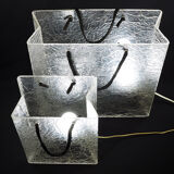 Lucite shopping bag lamps mid-century, set of 2