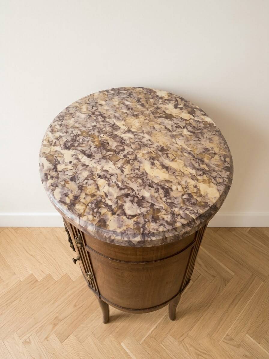 Louis XV bedside table in wood and marble