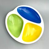 Dish Gien Vintage trilobed green yellow blue
