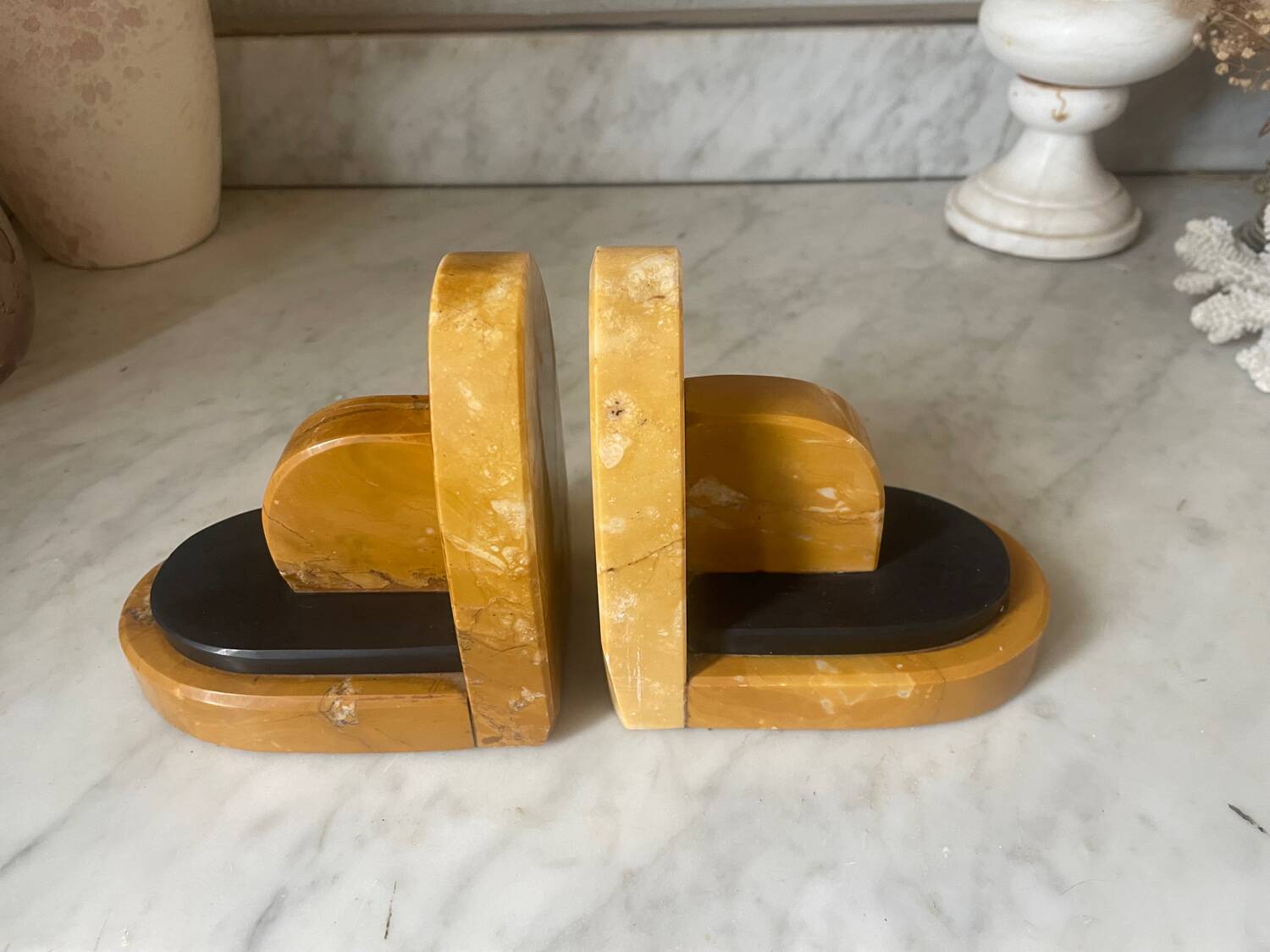 Pair of Art Deco marble bookends