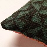 Handwoven Indian Kantha Cushion Cover in Green and Black