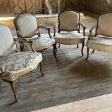 Louis XV period sofa and two armchairs