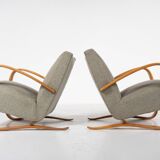 Pair of Bentwood Armchairs by Jindrich Halabala H269, Czech Republic, 1940s