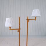 Sculptural modern floor lamps in pine, Yngve Ekström Sweden 1970s