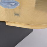 Etched Brass coffee table with Agathe Stones in the style of Lova Creation