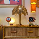 Vintage table lamp rattan and wicker 1970