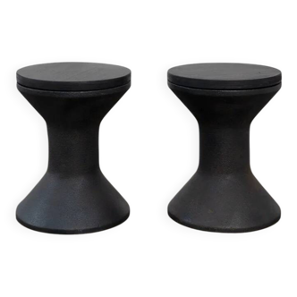 Patinated steel and plywood stool / side table