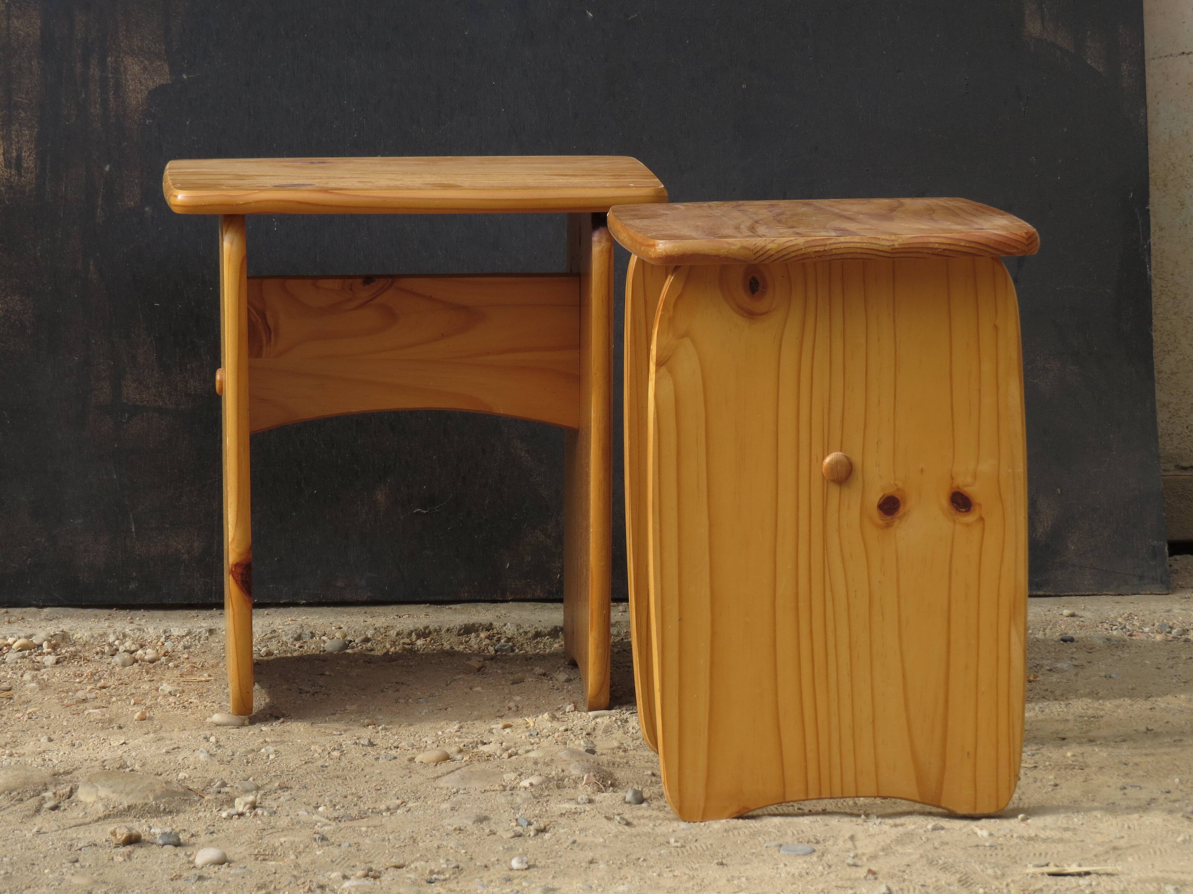 Pair of small pine tables