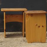 Pair of small pine tables
