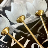 3 glass and brass candle holders