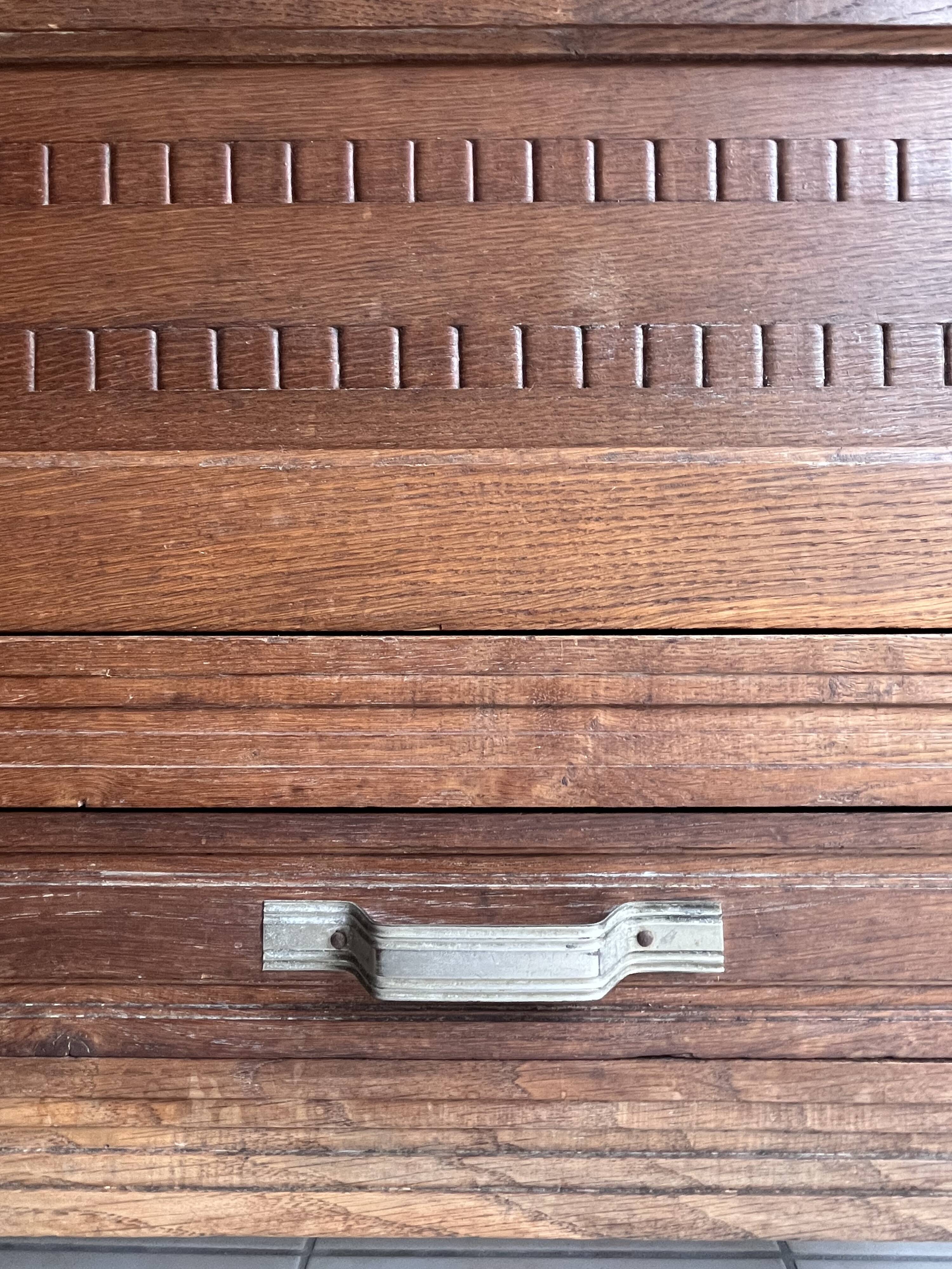 Parisian Art Deco solid oak armoire - 1930