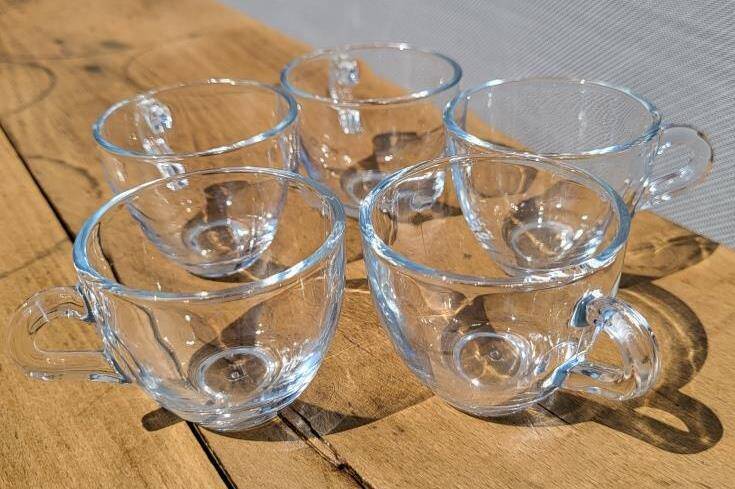 Quintet transparent glass coffee cups