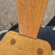 Set of 2 - Dutch MCM oak armchair from the 1960s - brutalist plant stool