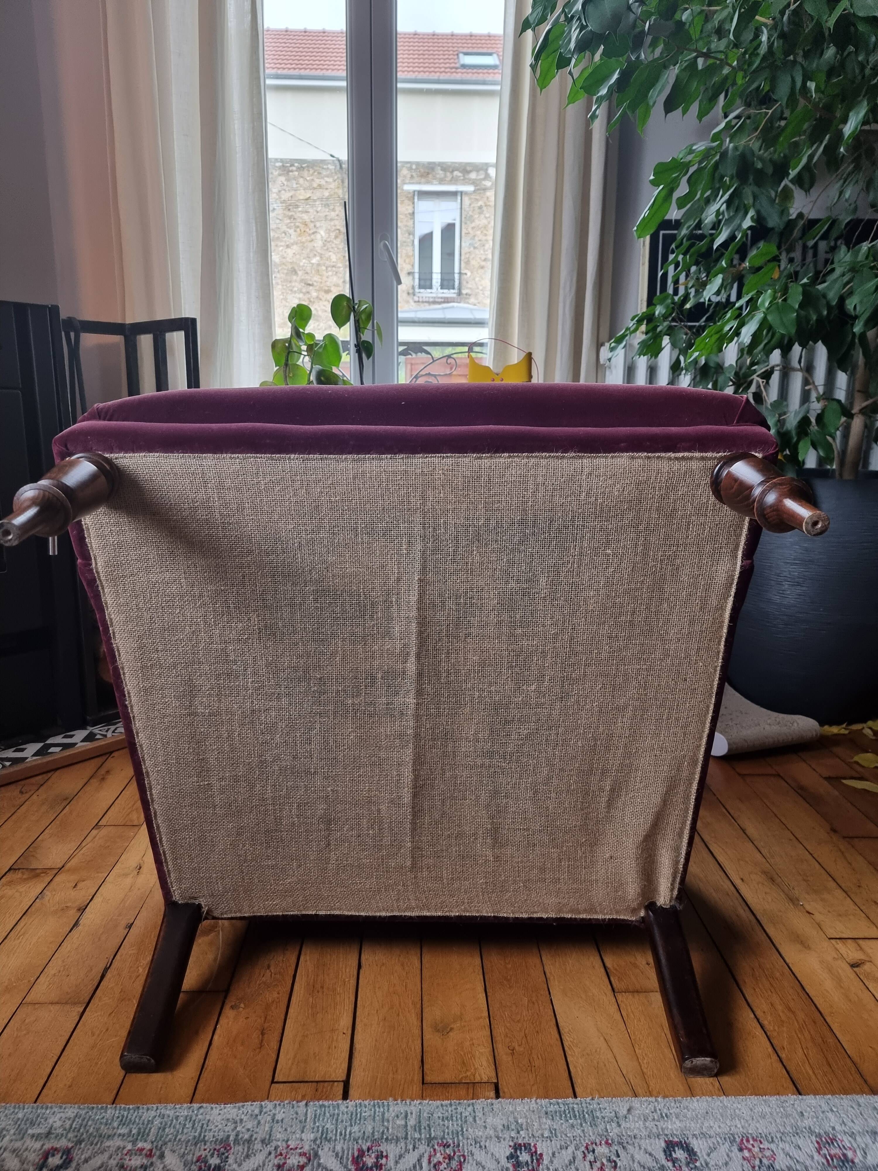 Upholstered velvet armchair