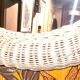 White rattan mirror, 1970s, France, decorative item for entryway or bedroom, large mirror
