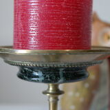 Brass and green marble candlestick