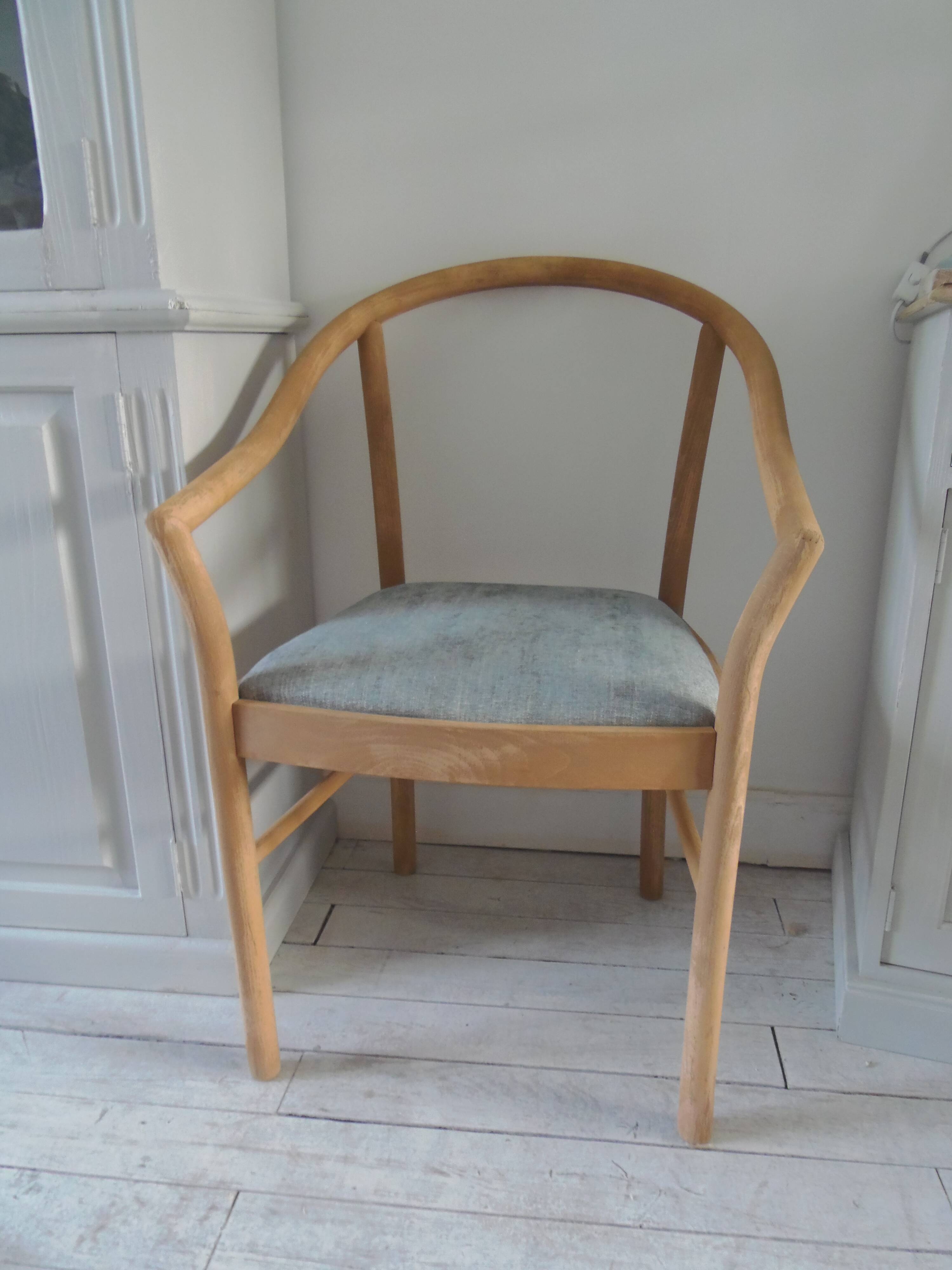Scandinavian style armchair, beech frame, renovated seat