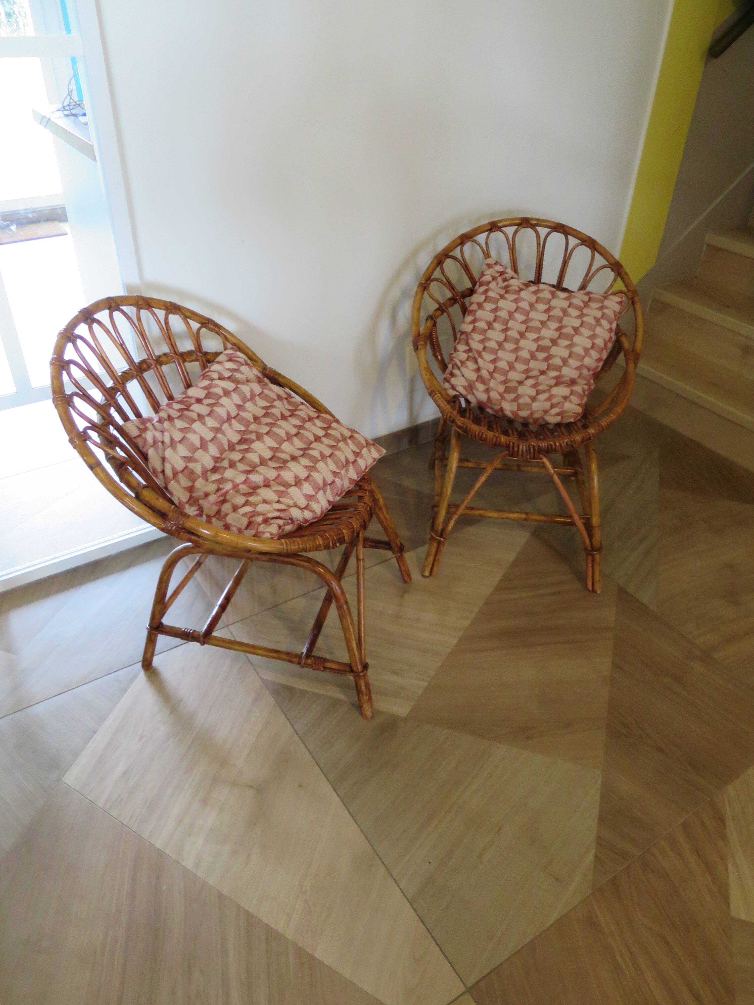 Rattan armchairs for children, 1980s