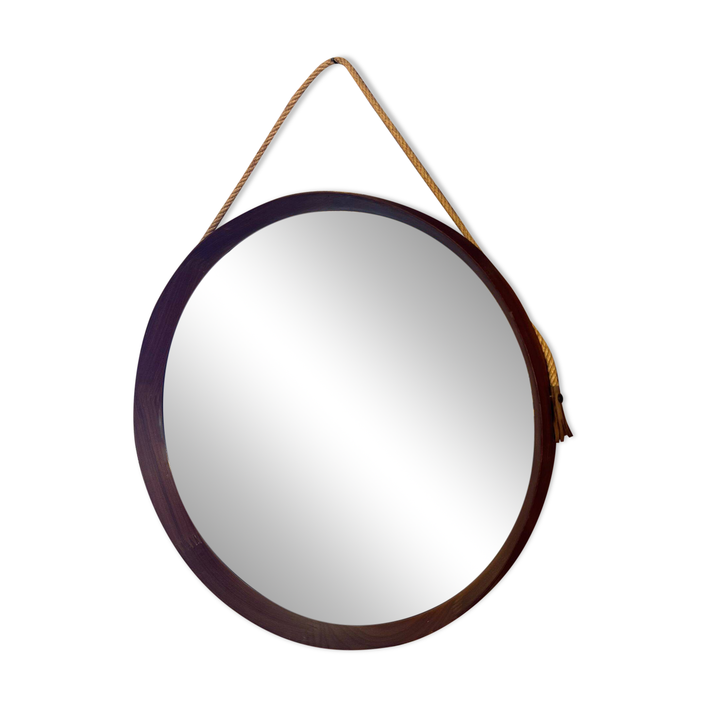 Miroir rond vintage en teck