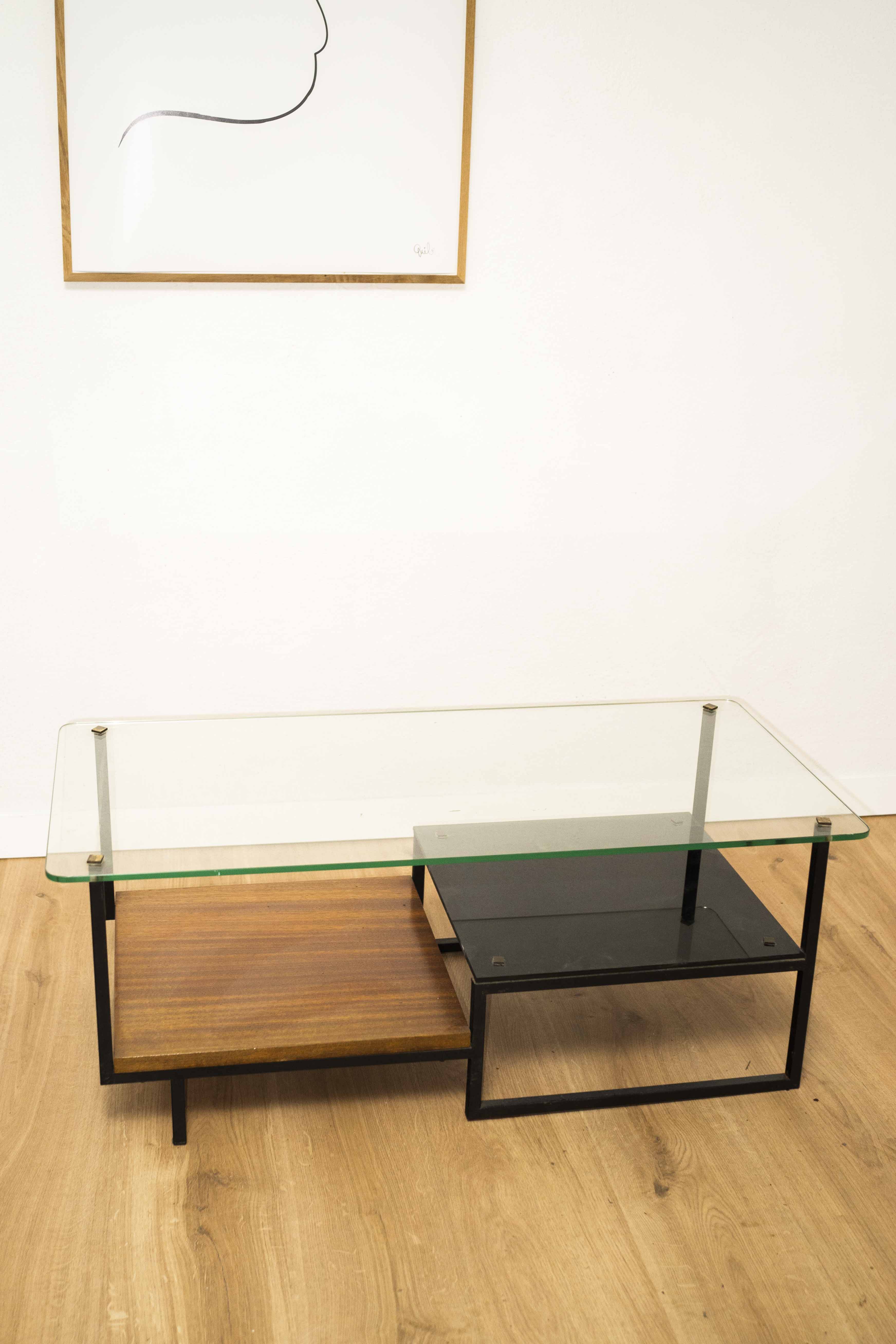 Table low vintage 50s 60s glass