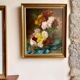 Ancient painting, dead nature with dahlias, signed, dated, late 19th century