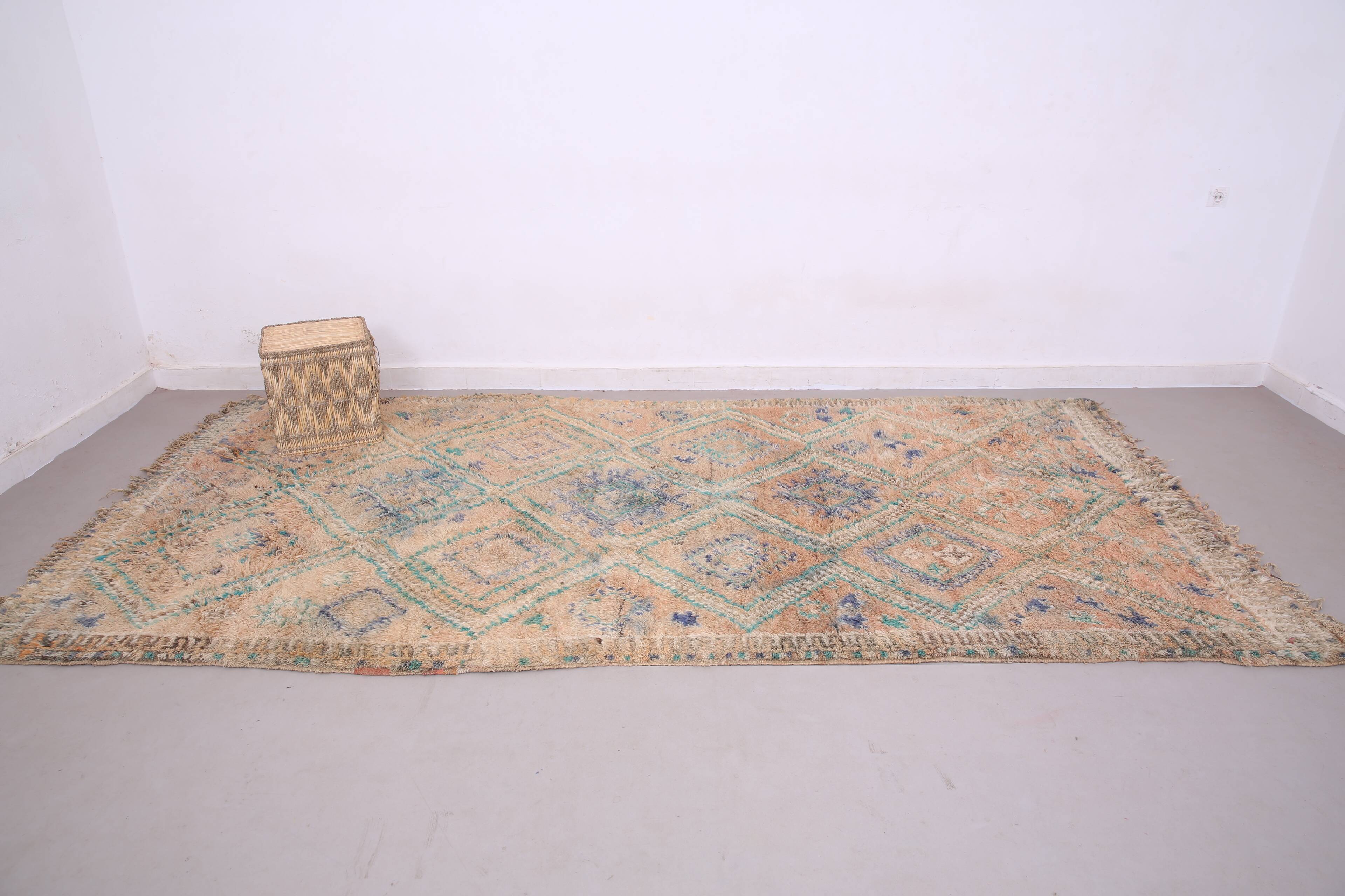 Peach Vintage Moroccan Rug 183 x 357 cm - Berber Wool Rug - Handmade Rug