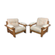 Pair of brutalist armchairs solid pine 60s-70s