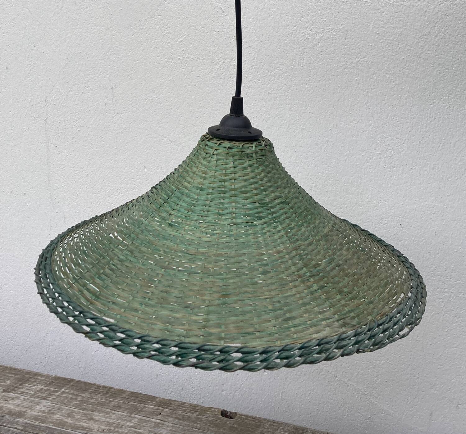 Green rattan pendant light