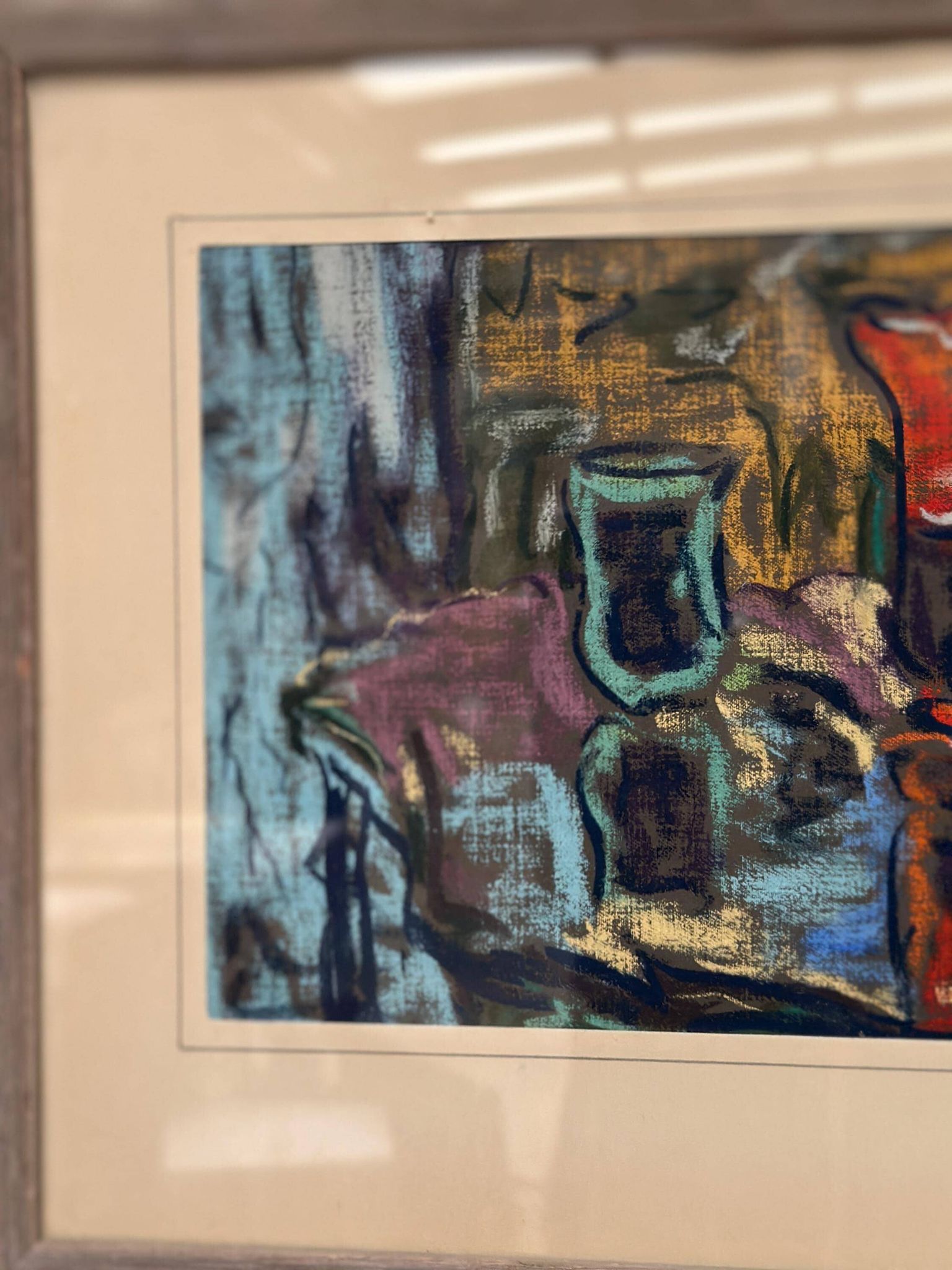 Original Swedish Still Life On Paper — Soft Arrangement By E. Holm — Mid‑Century — Glazed — 37 × 27 Cm (14.6" × 10.6")