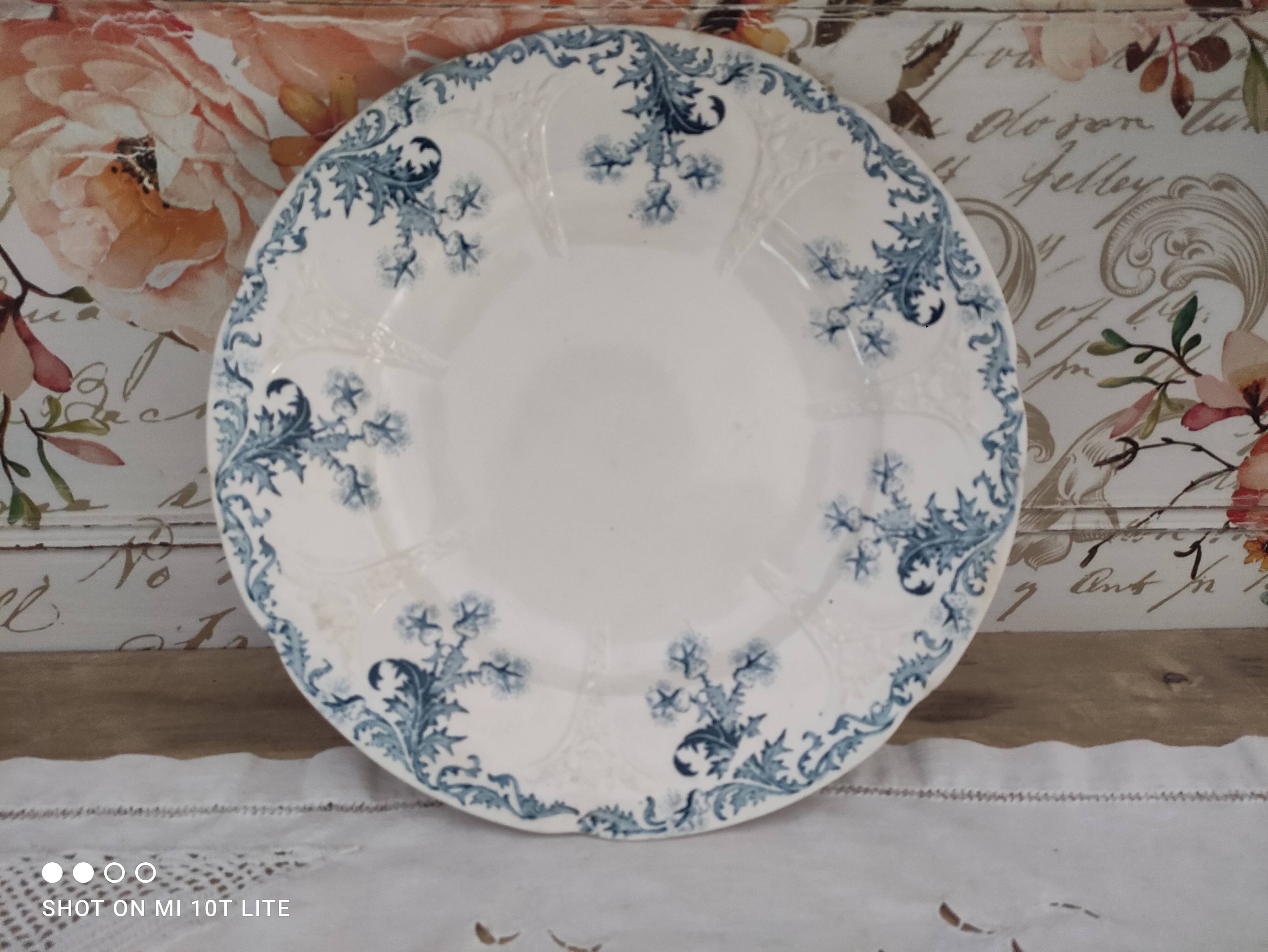 Round dish 2 in old earthenware from Longwy Lorrain model