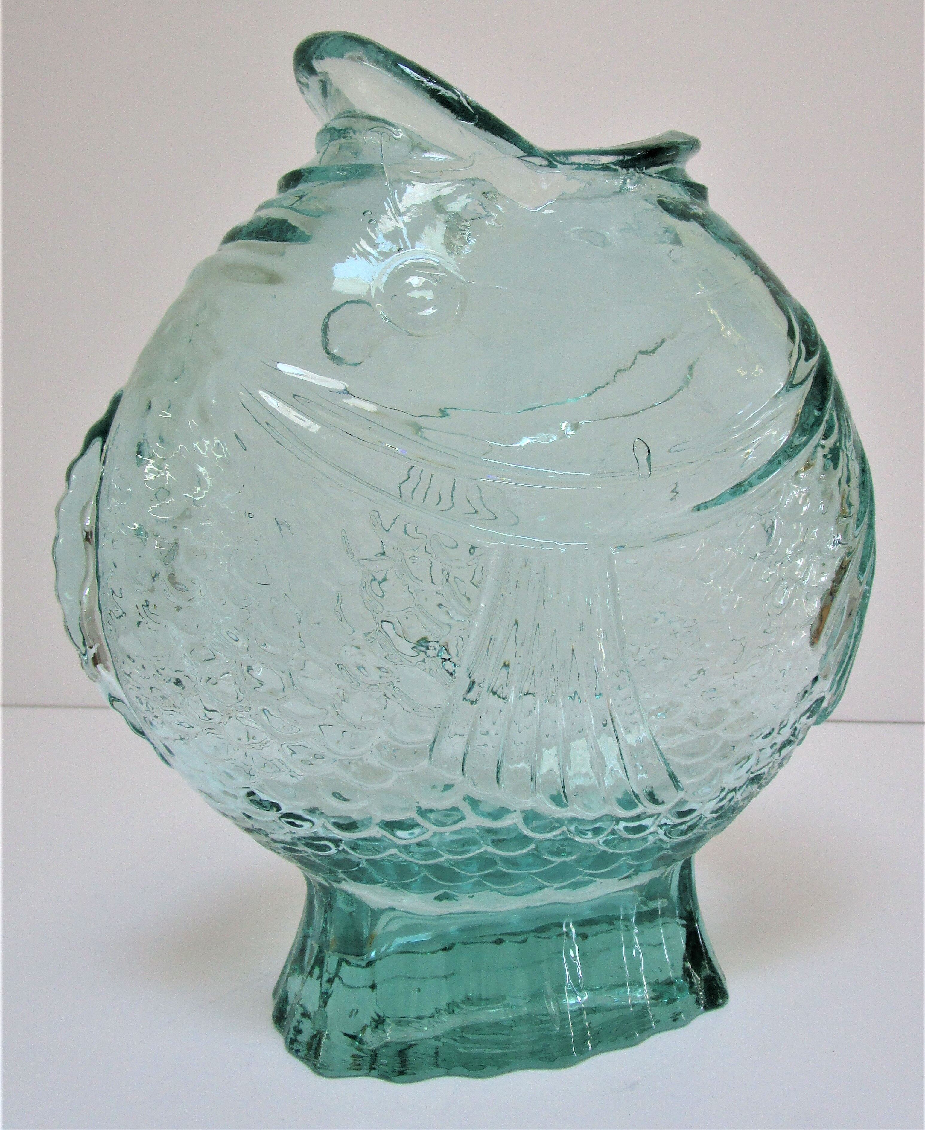Zoomorphic vase fish glass 70s