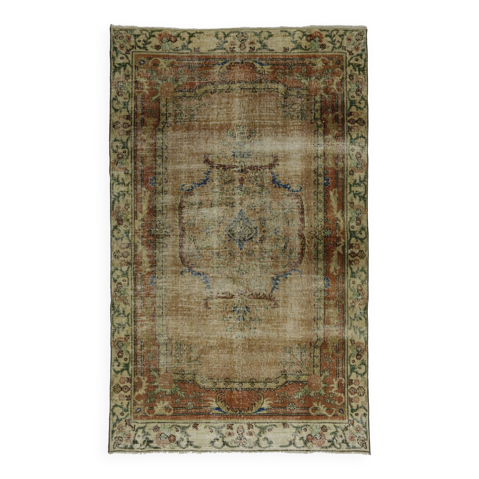 Turkish Anatolian Handmade Vintage Rug 243 cm x 150 cm