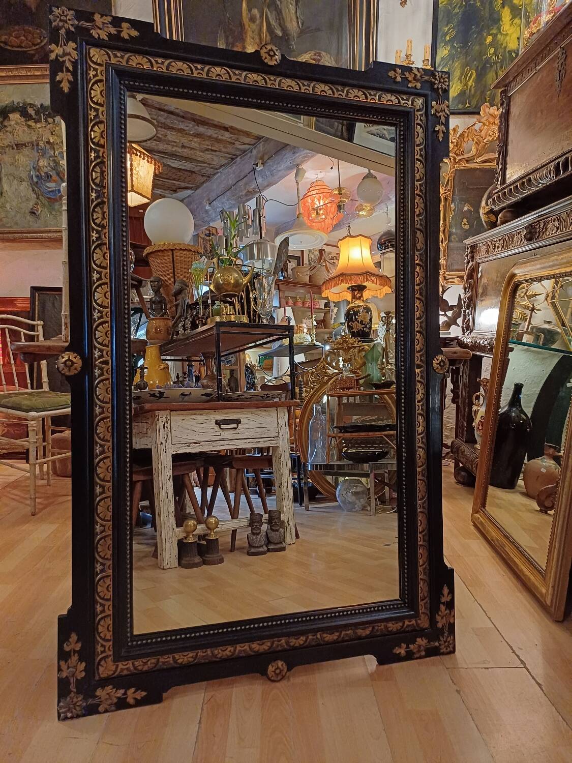 Large mirror from the Napoleon 3rd period, 19th century. 1.51 m/ 96 cm